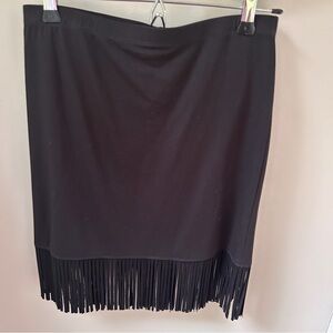 Fifteen Twenty Black Pencil Skirt with Fringe